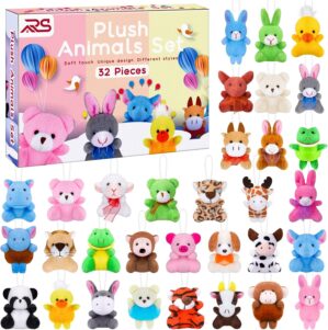 Ruisita 32 Pack Mini Plush Animals Toys Set, Jungle Animal Plush Toys Stuffed Animals Set for Easter Hunts, Basket Stuffers, Easter Party Favor, Goodie Bag Fillers