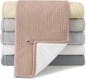 Bearmoss 100% Cotton Muslin Burp Cloths Sets 6 Pack 20x10inch Large Burping Clothes Extra Soft Absorbent for Newborn Unisex Baby Girls and Boys (Winter)