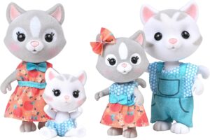 The Purringtons Cat Family, 4 Miniature Doll Figures, Small