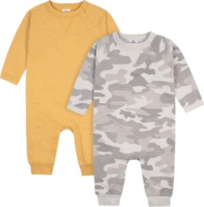 Gerber Baby Boys’ 2-Pack Long Leg Romper