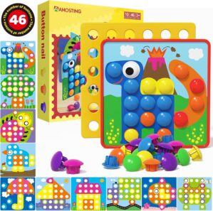 AMOSTING Color Matching Mosaic Pegboard – Sensory Early Learning Kids Activity, Educational Preschool Toys Gifts for Toddlers, Boys & Girls Ages 3+