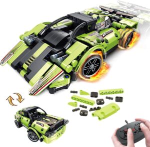 STEM Building Toys for Kids with 2-in-1 Remote Control Racer Snap Together Engineering Kits Early Learning Racecar Building Blocks – Best Gift for 6 7 8 9＋Year Old Boys and Girls