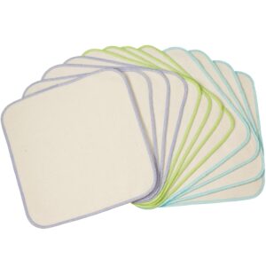 OsoCozy Organic Flannel Cloth Baby Wipes – Reusable & Washable Saves Money. 100% Unbleached Organic Cotton. Colorful Stitching. 9 x 9 Inches Each and 12 Per Package