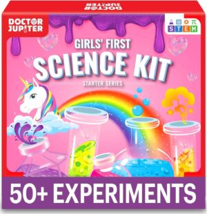 Doctor Jupiter Girls’ First Science Kit for Kids Ages 4-5-6-7-8-9-10-11-12 | Birthday Gift Ideas for 4+ Year Old Girls | STEM Learning & Educational Toys | 50+ Experiments Starter Science Series