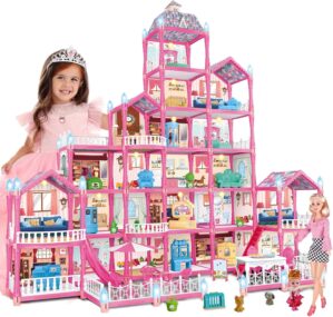 Doll House For Girls, 6-Story 23 Rooms Huge Doll House, Plays House Toys Accessories And Furniture, Outdoor Girls Play Set, Princess Doll House 2024 Christmas Toy, Easy Assembly Ideal For Kid