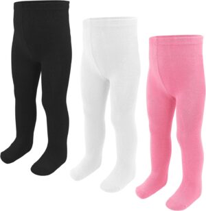 Baby Girls Tights, Leggings Stockings for Newborn Toddler Girls(0-24 Months),3 Pack Infant Knit Cotton Pantyhose