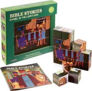 Bible Stories Toddler Puzzles (Daniel in the Lion’s Den) Wooden Puzzles with Mini Christian Baby Books and Bible Trivia Game – Christian Toys Brain Games, Sunday School Crafts, Bible Games for Kids