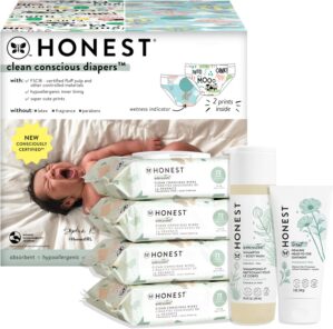 The Honest Company Gender Neutral Newborn Essentials Bundle | Naturally Derived, Hypoallergenic, Fragrance Free Baby Essentials for Sensitive Skin | Diapers, Wipes, Personal Care