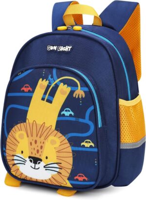SUN EIGHT Preschool Backpack for Girls Space Animal Waterproof School Backpack Suitable for 1-5 years Toddler Backpack for Girls（Blue Lion）
