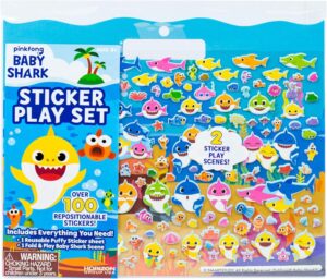 Horizon Group USA Baby Shark Sticker Play Set – 100 Reusable Puffy Stickers – Baby Shark Sticker Bundle for Kids Ages 3 and Up