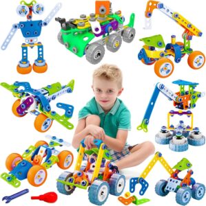MOONTOY 11 in 1 STEM Toys for 4 5 6 7 8+ Year Old Boy Birthday Easter Gift 175 Pcs Building Toys for Kids Ages 4-8 5-7 6-8 4-6 Erector Set Educational Blocks Construction Stem Activities Creative Game