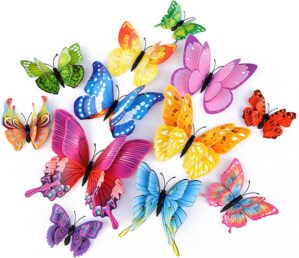 Butterfly Wall Decor 24/48 PCS, 3D Butterflies Stickers for Party Decorations with Magnets(Colorful, 24)