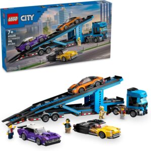 LEGO City Car Transporter Truck with Sports Cars Building Toy Set – Semi Truck Toy with Carrier & Trailer for Boys & Girls, Ages 7+ – Gift Idea for Kids – 60408