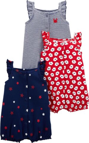 Simple Joys by Carter’s baby-girls 3-pack Snap-up Rompers