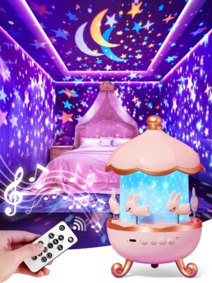 One Fire Kids Night Light Projector, 15 Sound Machine Baby Night Light Projector for Kids Room, 15 Films Star Light Projector for Kids Room, Brightness Baby Night Lights for Nursery Kawaii Room Decor