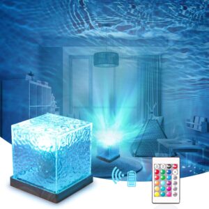 RICHMYC Northern Lights Ocean Wave Projector Light, 16 Colors Gradual Rotating Flame Water Ripple Lamp, Aurora Night Light with Remote Control for Office Bedroom Bar Restaurant