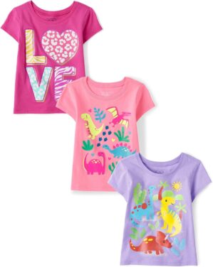 The Children’s Place Baby Girls’ Dream Girl Graphic Short Sleeve Tee 2 pack