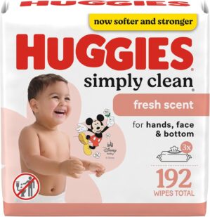 Huggies Simply Clean Fresh Scent Baby Wipes, 3 Flip-Top Packs of 64 (192 Wipes Total), Packaging May Vary