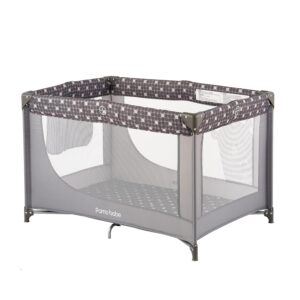 Pamo Babe Portable Crib Baby Playpen with Mattress and Carry Bag Grey