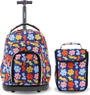 J World New York Lollipop Kids Rolling Backpack & Lunch Bag Set, Baby Cloud, One Size