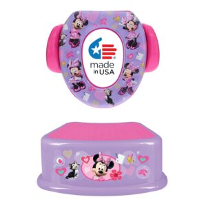 Disney Minnie Mouse 2 Pc “Happy Helpers” Essential Potty Training Set – Soft Potty Seat, Step Stool