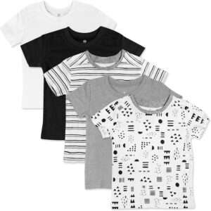 HonestBaby Multipack Short Sleeve T-Shirt Tee 100% Organic Cotton Infant Baby, Toddler, Little Kids Boys, Girls, Unisex