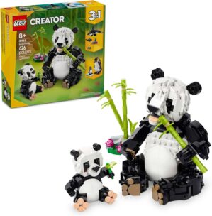 LEGO Creator 3 in 1 Wild Animals Panda Family – Building Toy with 3 Building Options, Panda, Penguin, or Orca – Animal Figures for Kids, Girls and Boys, Ages 8+ – Gift Idea for Birthdays – 31165