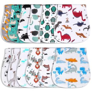 Baby Burp Cloths with Snap Large Size 3 Layers Cotton Super Soft and Absorbent for Teething and Drooling Baby Spit Up Burping Rags Set for Baby Boys and Girls 12 Pack