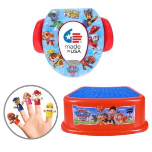 Nickelodeon PAW Patrol “Calling All Pups” 3 Piece Must Have Potty Training Set – Soft Potty Seat, Step Stool, Finger Puppets – Boy Potty Training