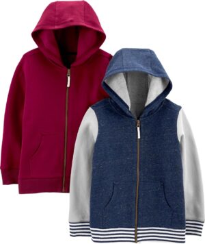 Simple Joys by Carter’s Toddlers and Baby Boys’ Fleece Full-Zip Hoodies, Pack of 2