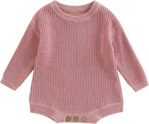 FYBITBO Baby Girl Boy Sweater Knit Oversized Pullover Sweatshirt Romper Onesie Warm Fall Winter Clothes Outfit Newborn