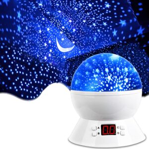 MOKOQI Star Night Light Projector for Kids with Timer – Glow in The Dark Stars and Moon, Best Gift for 1-14 Years Old