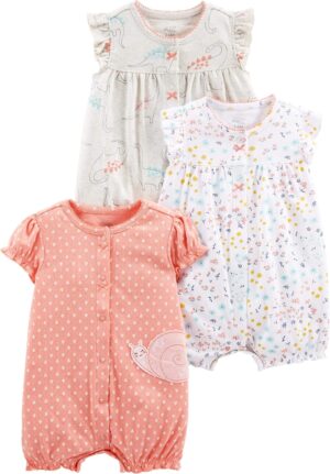 Simple Joys by Carter’s baby-girls 3-pack Snap-up Rompers