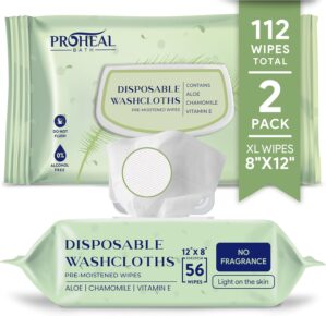 X Large Wet Wipes for Adults – 2 Packs of 56 [112 Count] Disposable Incontinence Wipes, 12″ x 8″ Adult Wipes for Elderly – Personal Body Wipes for Women and Men, Pre Moistened Adult Washcloths