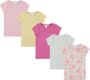 Laura Ashley 5-Pack Infant & Toddler Girls Shirts – Stylish Comfort and Fashion. Multipack Children’s Essentials.