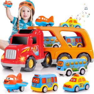 Carrier Truck Toddler Toys Car: Transport Toy for 1 2 3 4 Year Old Boys Girls 18 Month 5-in-1 Kid Playset Gifts for Preschool Birthday Christmas
