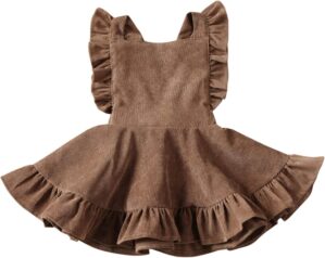 Karuedoo Baby Girls Velvet Suspender Skirt Infant Toddler Ruffled Casual Strap Sundress Summer Outfit Clothes