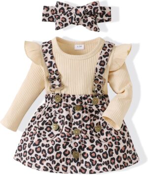 Newborn Infant Baby Girl Dress Clothes Winter Outfits Top Romper Overalls Dresses Suspender Skirt Set for Girls