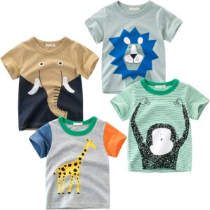 Boys’ 4-Pack Excavator Short Sleeve Crewneck T-Shirts Top Tee Size 2-7 Years Toddler Boys’ Value Pack Cotton T-Shirt