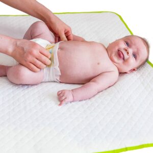 Portable Changing Pad – Waterproof Baby Changing Mat – Large Size 25.5”x31.5”- Foldable Wipeable Diaper Changing Pad – Change Diaper in Any Places On The Go for Boys & Girls – Storage Bag