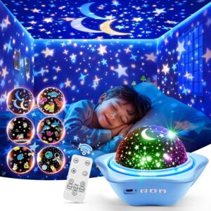 Night Light for Kids, 42 Lighting Modes+6 Flims Kids Night Light Projector, Remote+Dimmer Baby Night Light, Cordless+360° Rotation Star Projector for Kids Star Lights for Ceiling Toddler Night Light