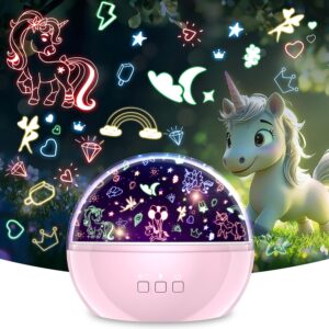 Star Projector Night Light for Kids, Unicorn Star Night Light 360 Degree Rotation Baby Night Lights for Toddle Christmas Birthday Gifts for 3 to 12 Year Old Boys Girls, Kids Bedroom Decor