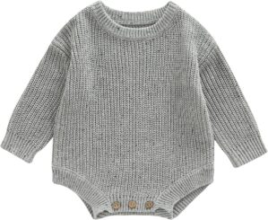 FYBITBO Baby Girl Boy Sweater Knit Oversized Pullover Sweatshirt Romper Onesie Warm Fall Winter Clothes Outfit Newborn