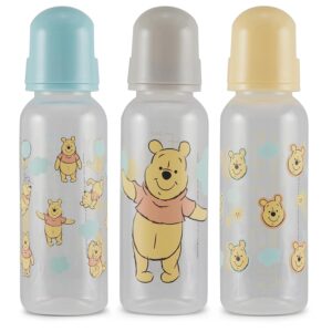 Baby Bottles 9 oz for Boys and Girls| Set of 3 Disney “Winnie The Pooh Pose” Infant Bottles for Newborns and All Babies | BPA-Free Plastic Baby Bottle for Baby Shower