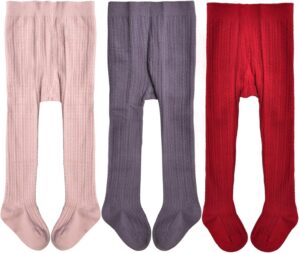 EPEIUS Baby Girls Tights Cable Knit Leggings Stockings Cotton Pantyhose for Newborn Infants Toddlers 3/6 Pack