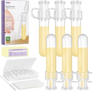 Nuliie Colostrum Collector Kit 7ml/6pcs, Leakproof, Reusable Breast Milk Collector, Heat & Freezer Resistant, BPA-Free, With Cotton Cloth Wipe, Storage Case, Cleaning Brush – Ready-to-Use for Newborns