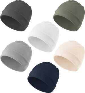Konssy 6 Pack Baby Beanie Hats for Unisex, Toddler Beanies Baby Girl Boy Hat Warm Cap for Baby, Infant, Toddler