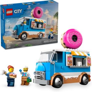 LEGO City Donut Truck Toy – Building Toy for Kids, Boys and Girls, Ages 5+ – Mobile Donut Stand with 2 Minifigures and Other Accessories – Fun Gift Idea for Birthdays and Holidays – 60452