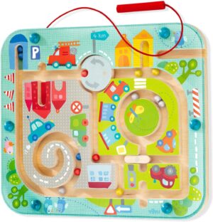 HABA Busy Board for Toddlers 2-4: Town Magnetic Maze Puzzle Game – Toddler Travel Toys for Preschoolers