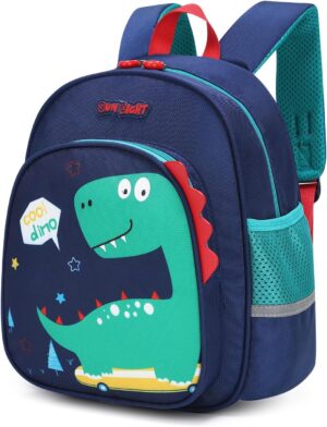 SUN EIGHT Preschool Backpack for Girls Space Animal Waterproof School Backpack Suitable for 1-5 years Toddler Backpack for Girls（Blue Dinosaur）